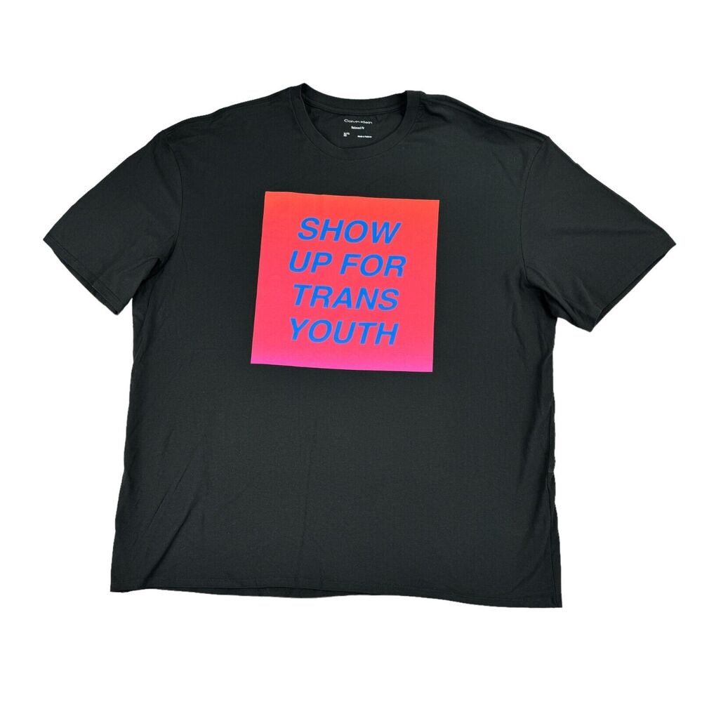 Calvin Klein Mens Relaxed Pride Show Up Graphic Short Sleeve T-Shirt Black XL